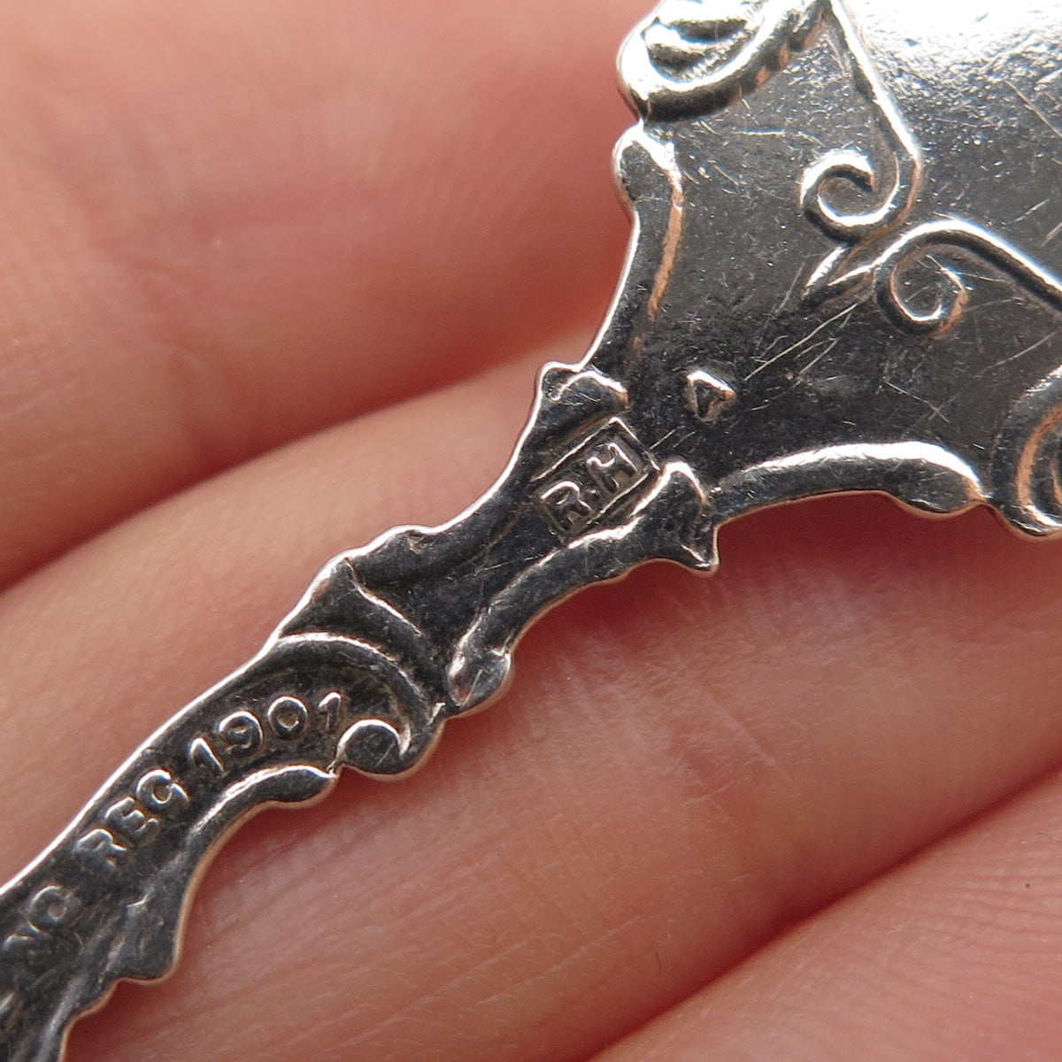 925 Sterling Silver Antique 1901 RH Enamel Montreal Coffee Spoon