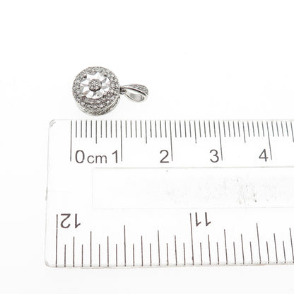 925 Sterling Silver SLD Real Round-Cut Diamond Minimalist Charm Pendant