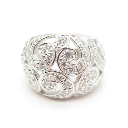 ROSS SIMONS 925 Sterling Silver Round-Cut C Z Spiral Dome Ring Size 6.5