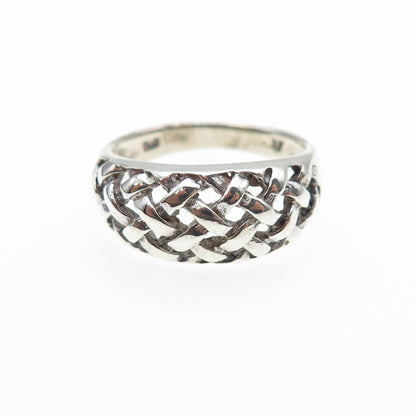 CHAPAL ZENRAY 925 Sterling Silver Vintage Woven Cage Oxidized Ring Size 7