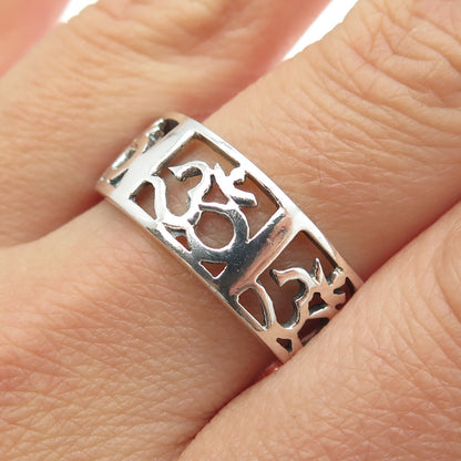 925 Sterling Silver Vintage Om Mantra Band Ring Size 10.25