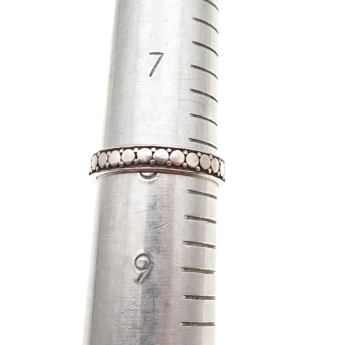925 Sterling Silver Vintage Oxidized Dotted Band Ring Size 8