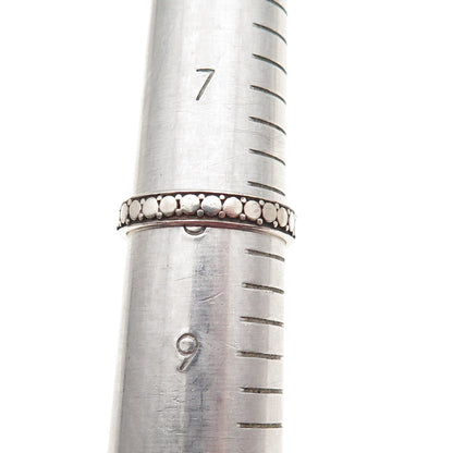 925 Sterling Silver Vintage Oxidized Dotted Band Ring Size 8