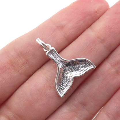 925 Sterling Silver Vintage Whale Tale Minimalist Charm Pendant