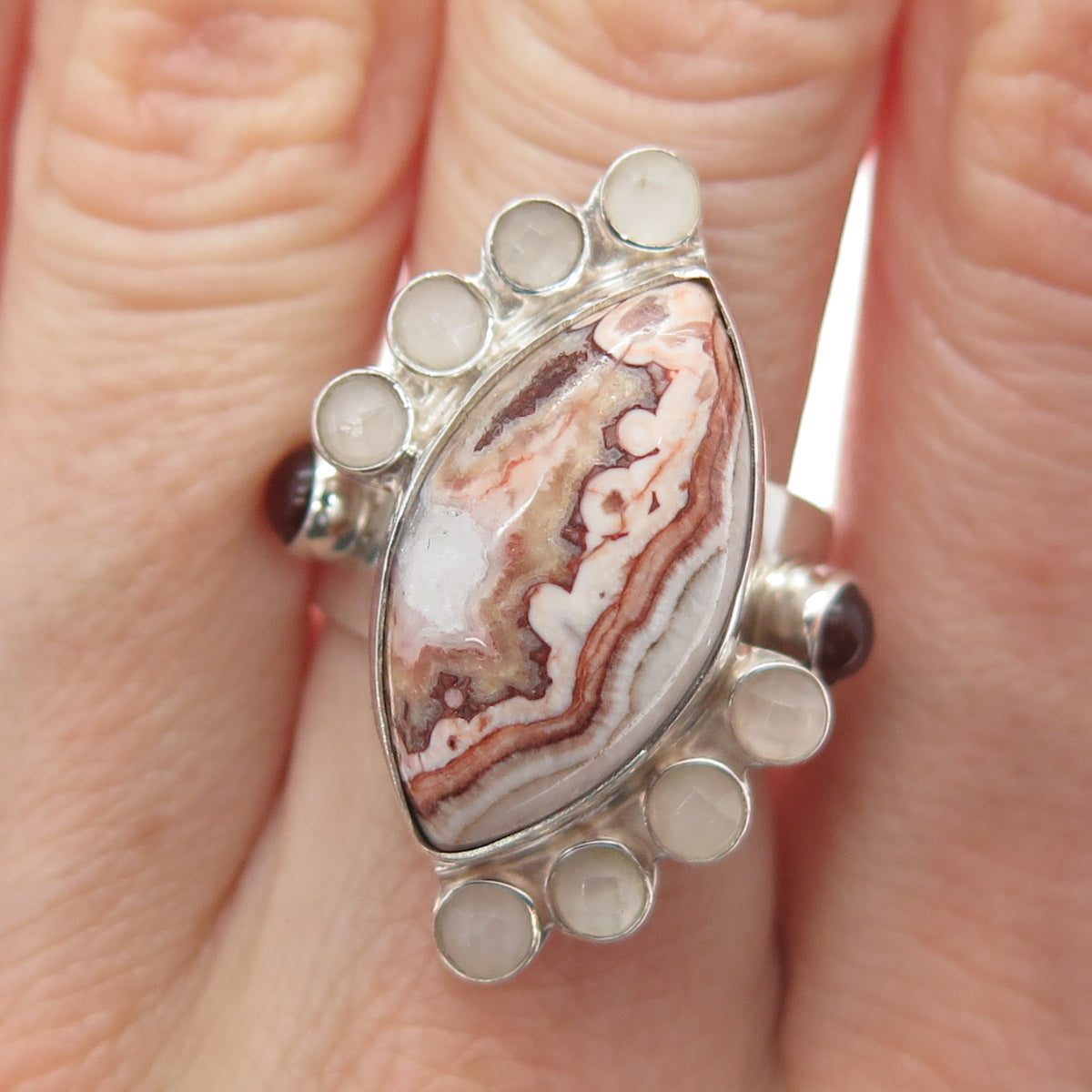 JAY KING DESERT ROSE 925 Sterling Silver Vintage Real Multi-Gem Ring Size 7.25