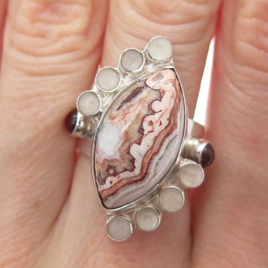 JAY KING DESERT ROSE 925 Sterling Silver Vintage Real Multi-Gem Ring Size 7.25