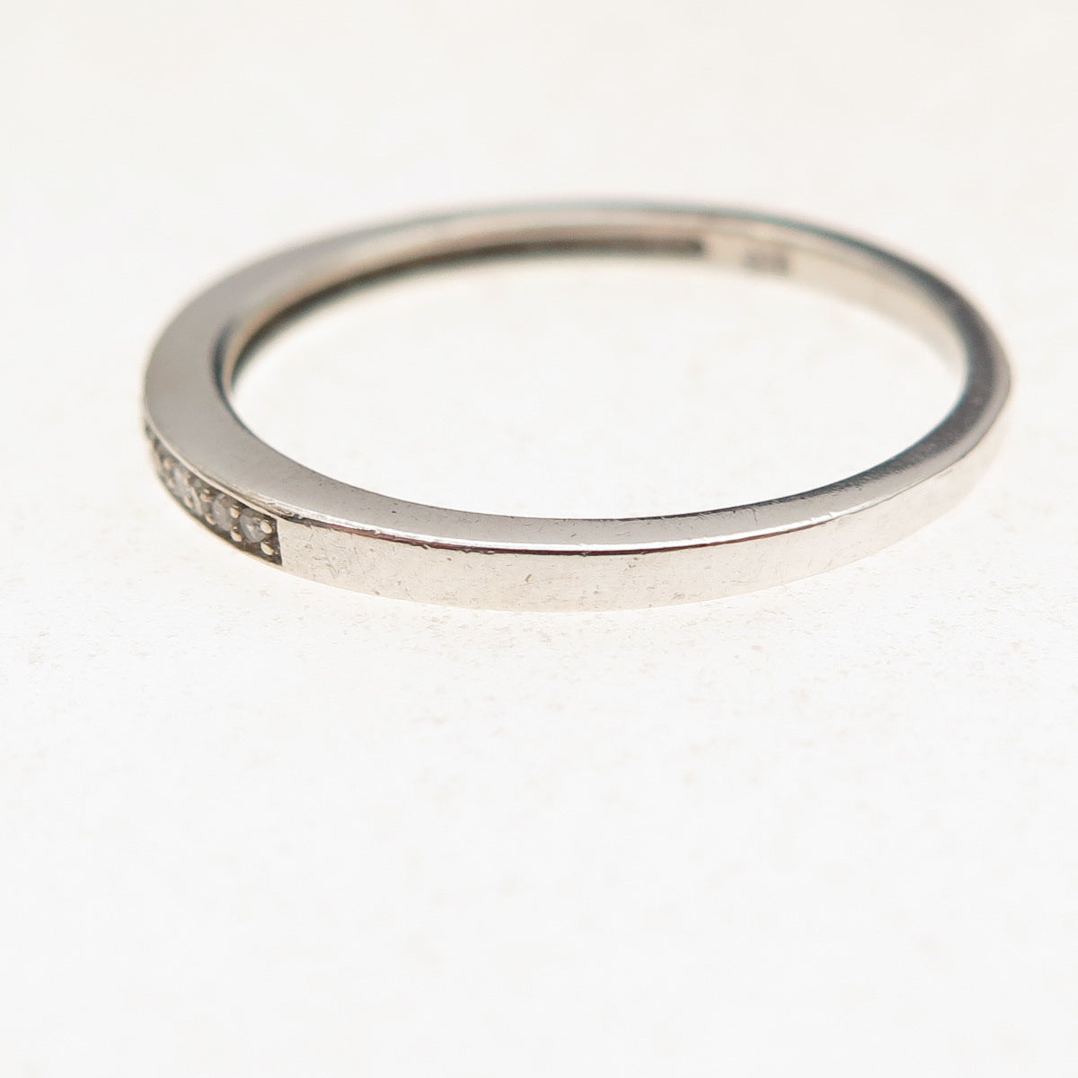 925 Sterling Silver Real Diamond Half Eternity Stackable Band Ring Size 10