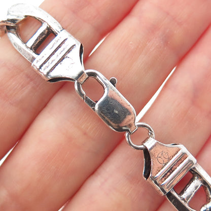 925 Sterling Silver Vintage Italy Anchor Mariner Link Bracelet 8.75"
