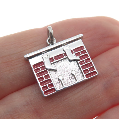 WELLS Sterling Silver Vintage Enamel Merry Christmas Minimalist Charm Pendant