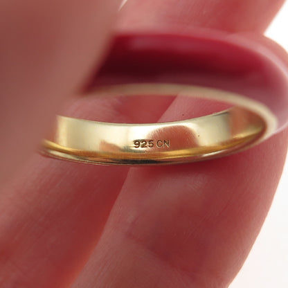 La Soula 925 Sterling Silver Gold Plated Enamel Real Diamond Band Ring Size 7