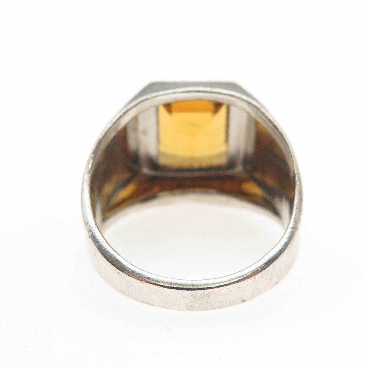 Vargas Sterling Silver Antique Art Deco Emerald-Cut Yellow C Z Ring Size 6.75