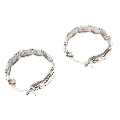 Shube 925 Sterling Silver Vintage Sun Symbol Oxidized Hoop Earrings
