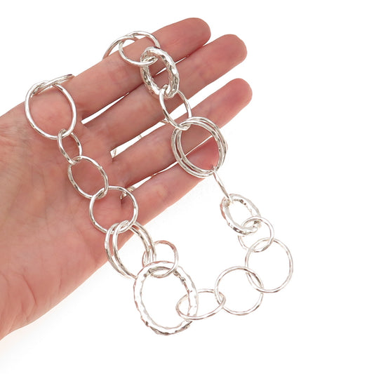 Ippolita 925 Sterling Silver Bastille Hammered Chain Necklace 22"