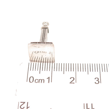 925 Sterling Silver Vintage Skyscraper Oxidized 3D Charm Pendant