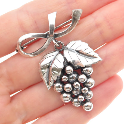 John Lauritzen 925 Sterling Silver Antique Art Deco Denmark Grape Pin Brooch