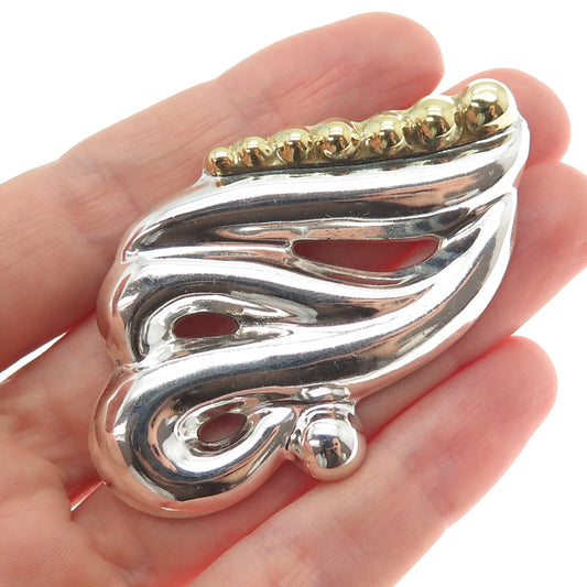 925 Sterling Silver 2-Tone Vintage Mexico Modernist Pin Brooch
