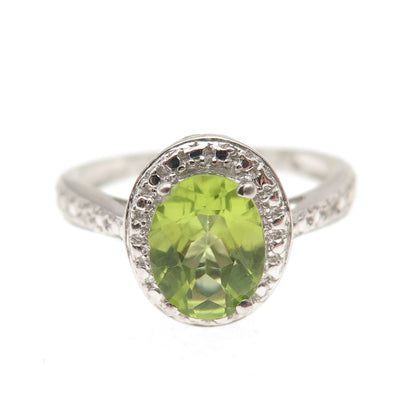 Chuck Clemency 925 Sterling Silver Real Diamond Accent & Peridot Ring Size 7