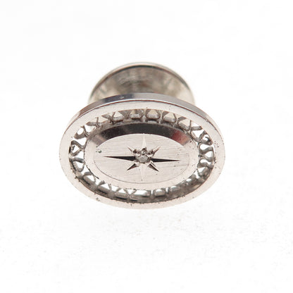 Lamode 925 Sterling Silver Vintage Real Diamond North Star Tie tack / Lapel Pin