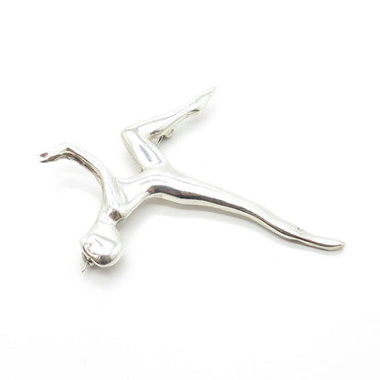 925 Sterling Silver Vintage Mexico Gymnast Girl Pin Brooch