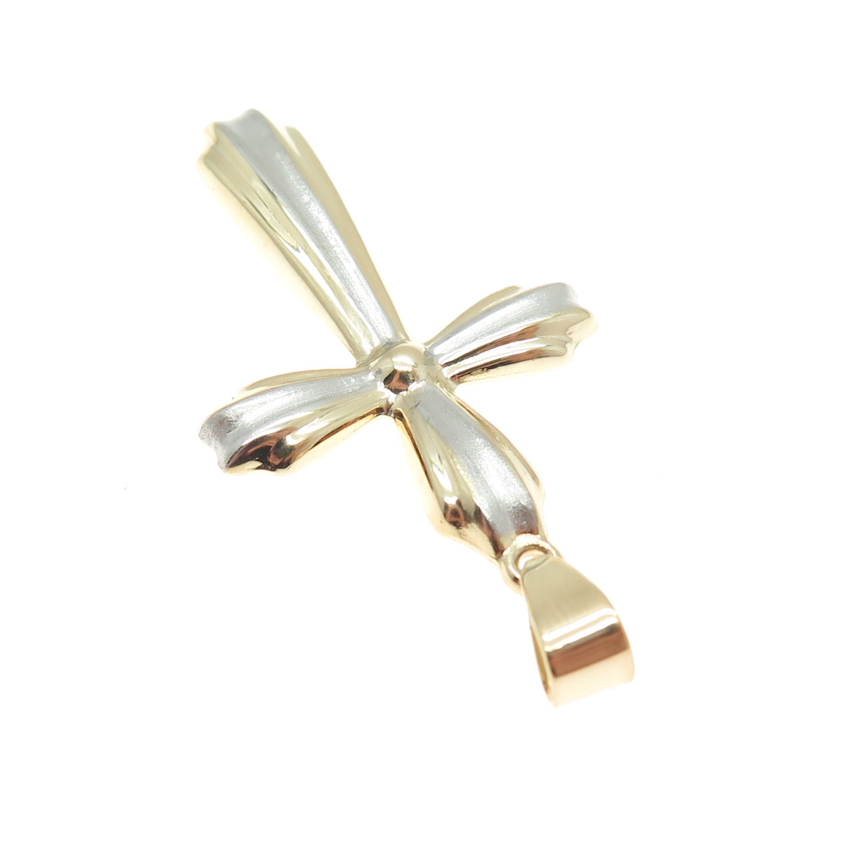 14K Yellow & White Gold Cross Religious Charm Pendant