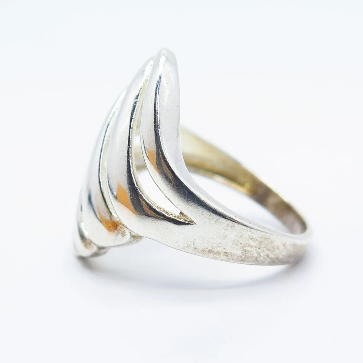 925 Sterling Silver Vintage Ribbed Ring Size 7