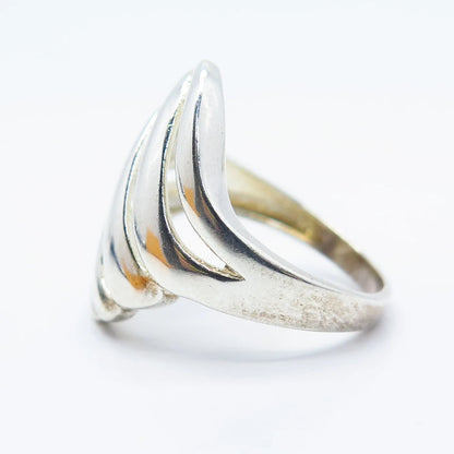 925 Sterling Silver Vintage Ribbed Ring Size 7