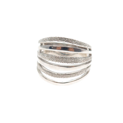 925 Sterling Silver Diamond-Illusion 5-Row Ring Size 6.75