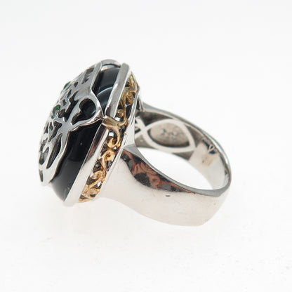 MICHAEL VALITUTTI Gems En Vogue Sterling Black Onyx Peridot Tiger Ring Size 7.25