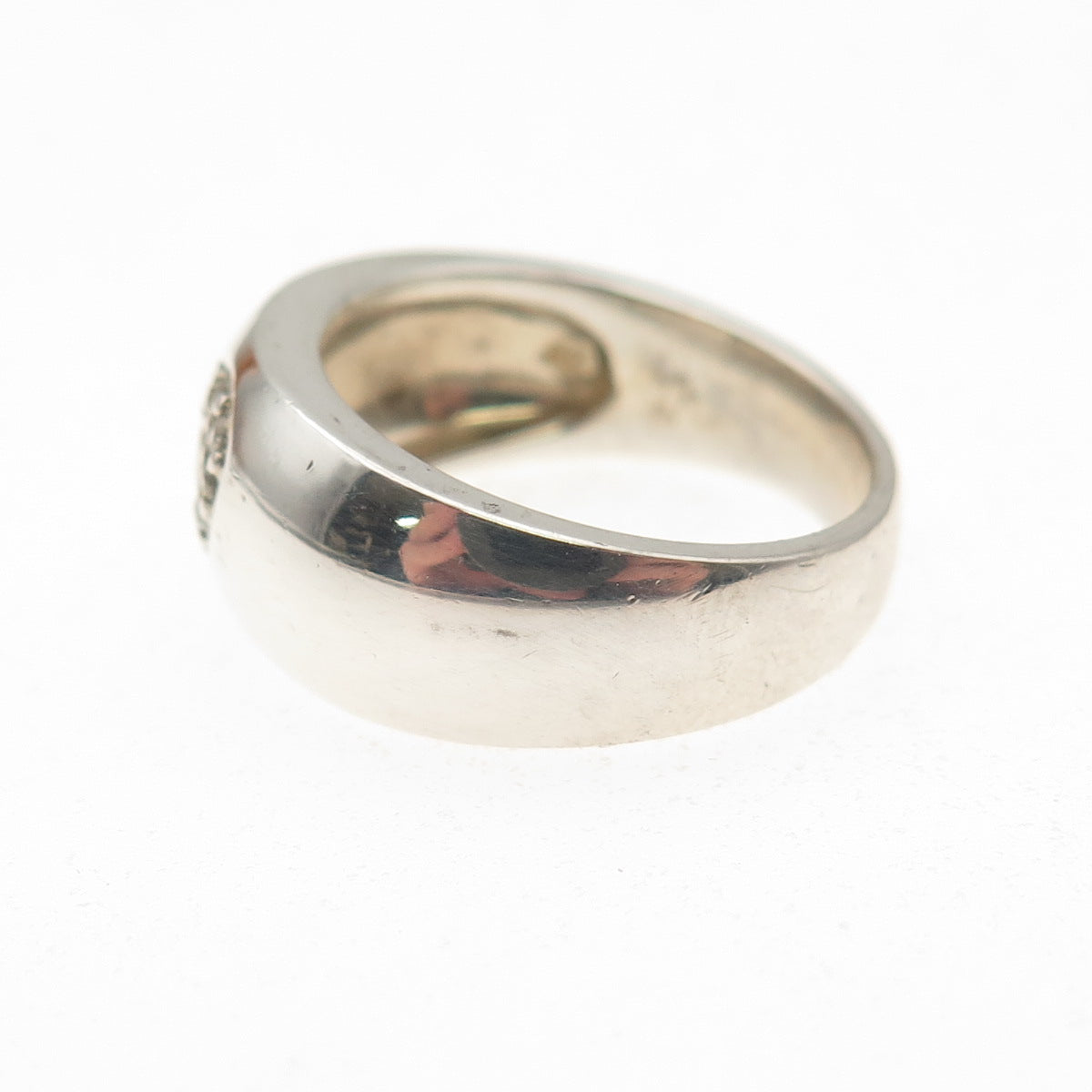925 Sterling Silver Real Round-Cut Diamond Heart Ring Size 5.25