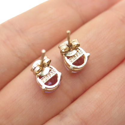 925 Sterling Silver Gold Plated Real Pear-Cut Amethyst Stud Earrings