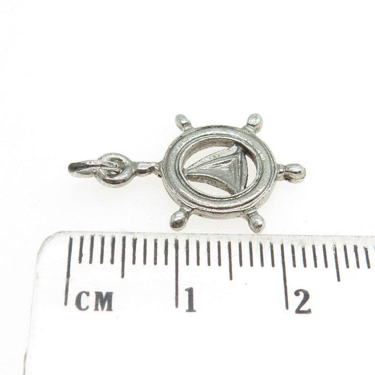 925 Sterling Silver Vintage Sailboat Wheel Minimalist Charm Pendant