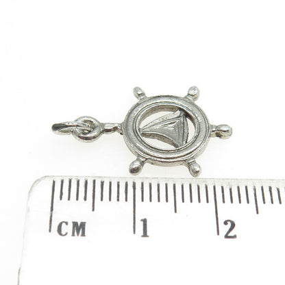 925 Sterling Silver Vintage Sailboat Wheel Minimalist Charm Pendant