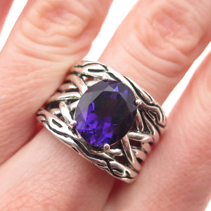 Effy BH 925 Sterling Silver Real Amethyst Lagoon Oxidized Ring Size 7.5