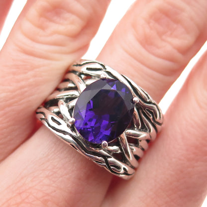 Effy BH 925 Sterling Silver Real Amethyst Lagoon Oxidized Ring Size 7.5
