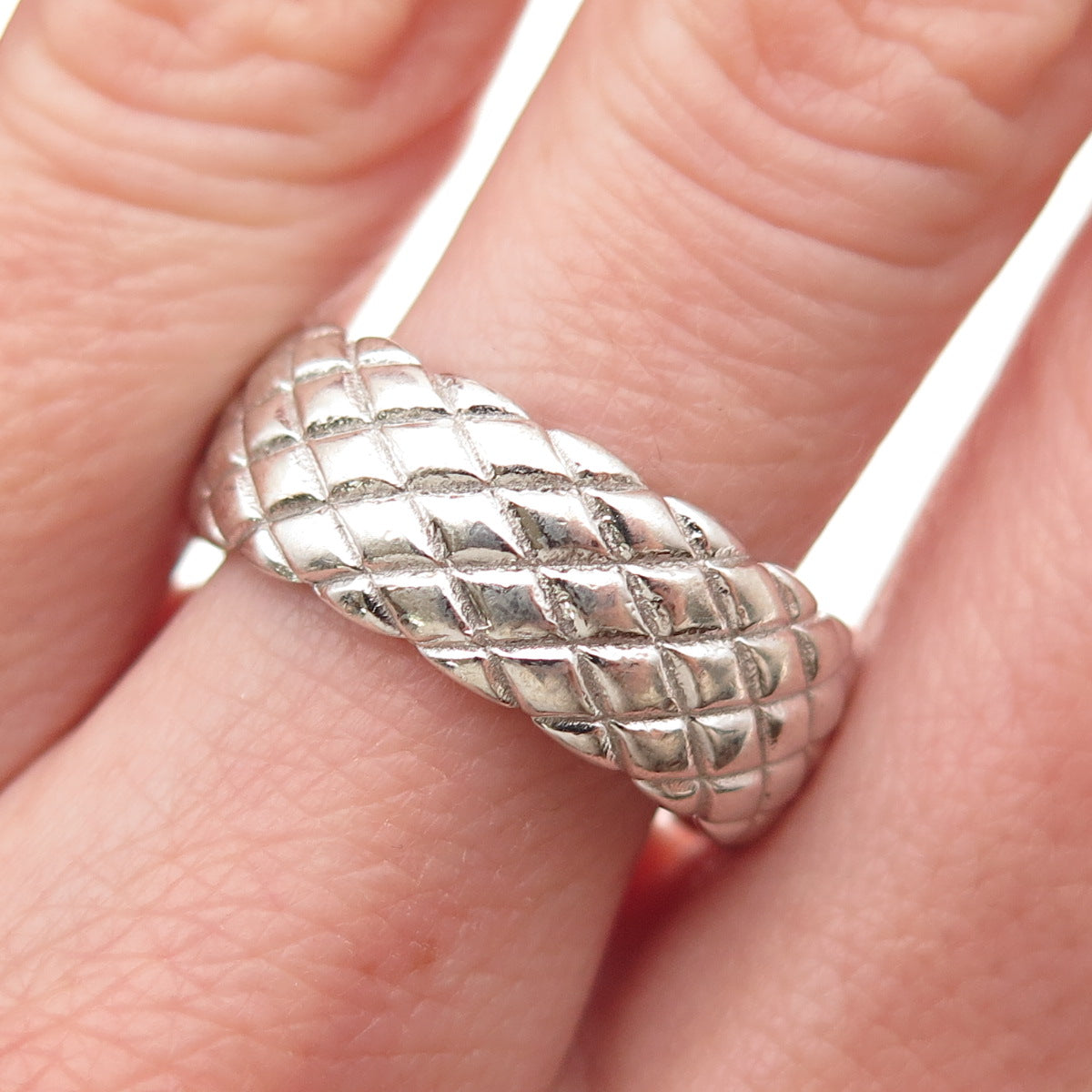 925 Sterling Silver Italy Dragon Skin Band Ring Size 7.5