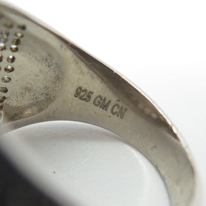 925 Sterling Silver Pave Multi-C Z Domed Ring Size 9.25