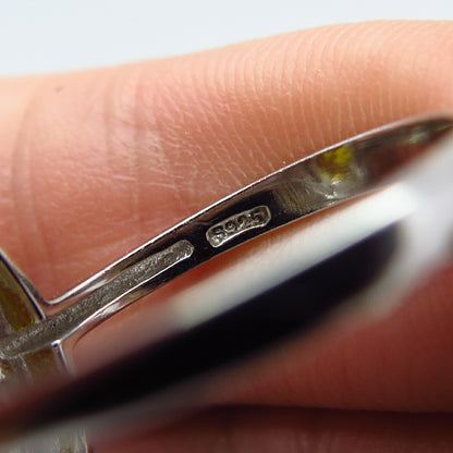 925 Sterling Silver White & Citrine-Tone C Z Ring Size 8