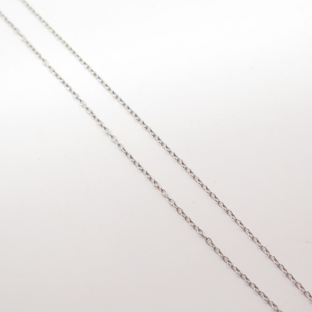 925 Sterling Silver Real White Diamond Heart Rolo Chain Necklace 16"