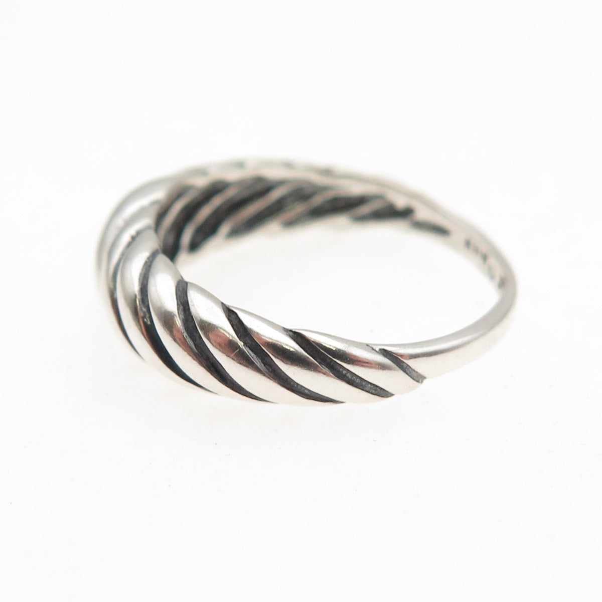KABANA 925 Sterling Silver Vintage Modernist Ribbed Oxidized Ring Size 6.25