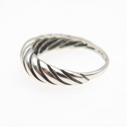 KABANA 925 Sterling Silver Vintage Modernist Ribbed Oxidized Ring Size 6.25