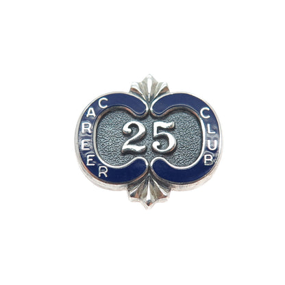 O.C. TANNER 925 Sterling Silver Vintage Enamel Career Club 25 Year Member Pin