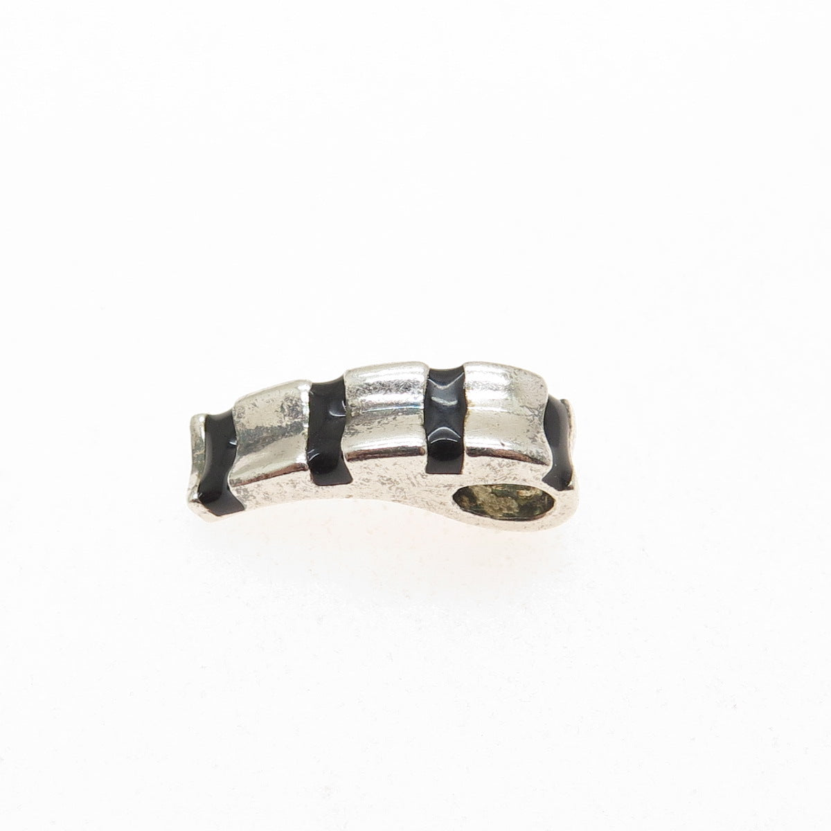 925 Sterling Silver Vintage Enamel Candy Cane Minimalist Slide Charm Pendant