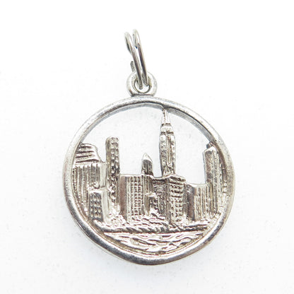 925 Sterling Silver Vintage New York City Skyline Charm Pendant