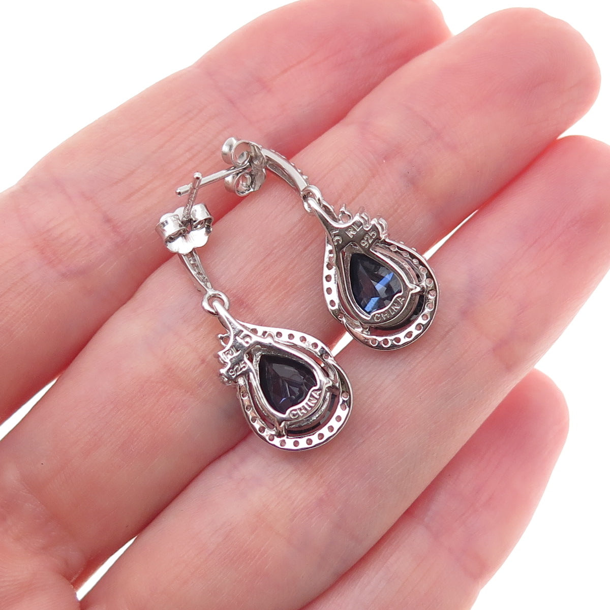 Richline 925 Sterling Silver Real White Topaz & Lab-Created Sapphire Earrings