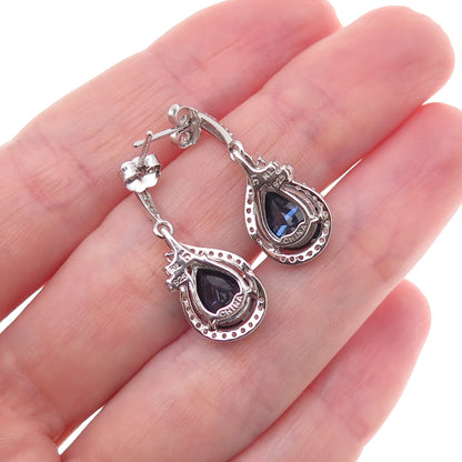 Richline 925 Sterling Silver Real White Topaz & Lab-Created Sapphire Earrings
