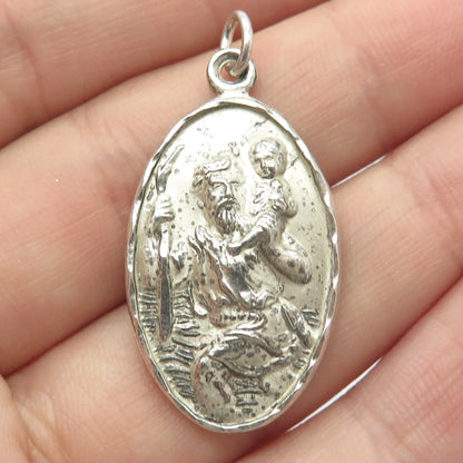 925 Sterling Silver Vintage Hayward St. Christopher Religious Pendant