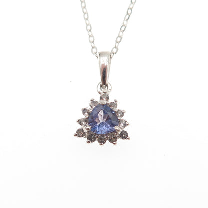 Chuck Clemency 925 Sterling Silver Real Tanzanite White Topaz Chain Necklace 20"