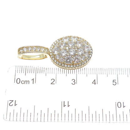 DESIGNS BY YAGI 925 Sterling Gold Plated Round-Cut Shaped C Z Sparkle Pendant