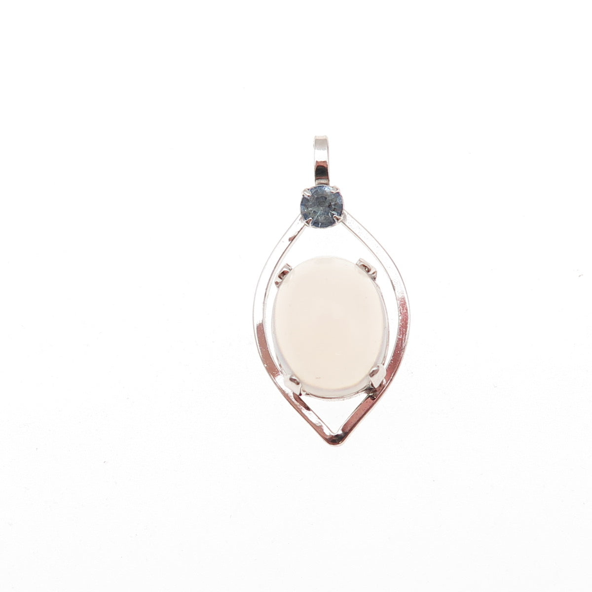 Van Dell 925 Sterling Silver Vintage Rhinestone & Opalite Charm Pendant