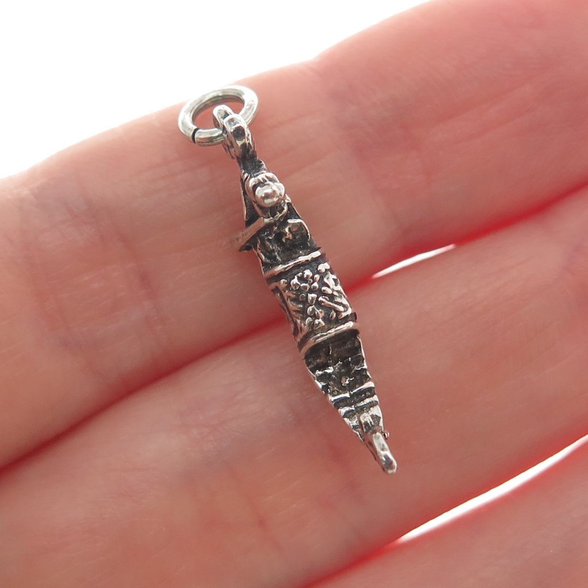 800 Silver Vintage Gondola Boat Minimalist Oxidized Charm Pendant